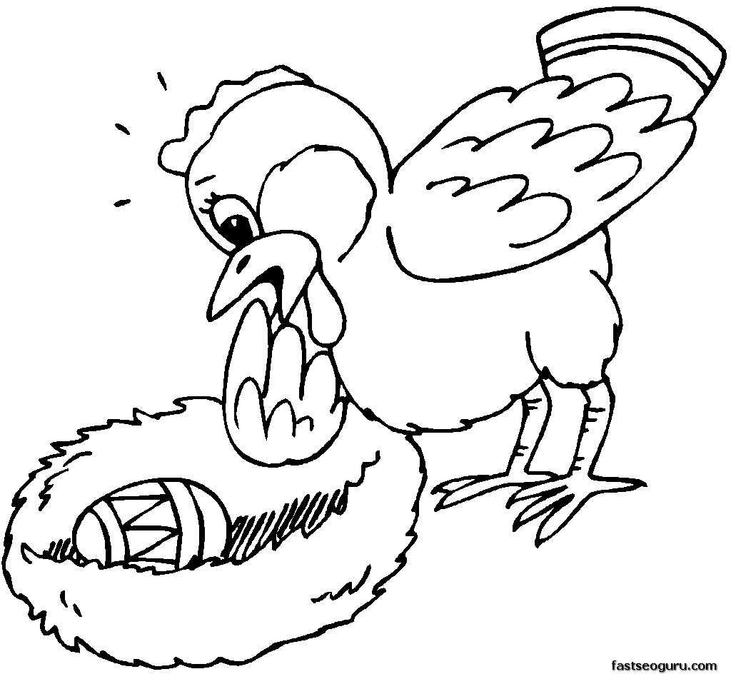 Printable Chick And Easter Egg Coloring Page